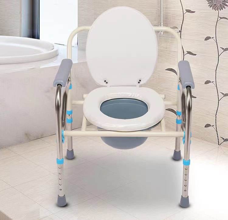 Großhandel medizinischer tragbarer elektrischer Rollstuhl -Toilettenstuhl mit Eimer Patient ältere Höhe Einstellbare Klappkommodestuhl