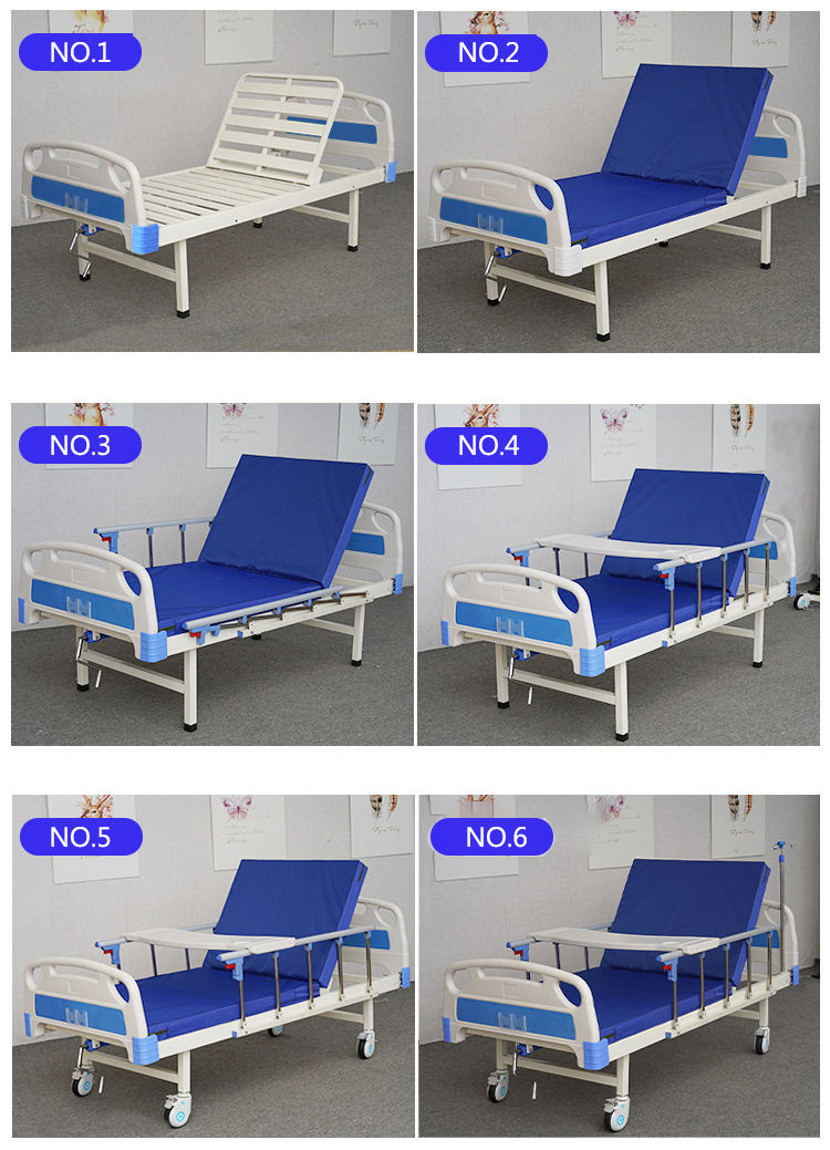 China Hospital Furniture Equipment Health Care Steel 2 Kurbeln Handbuch Zwei Funktion Krankenhausbetten Medizinischer Bettpreis für ältere Menschen