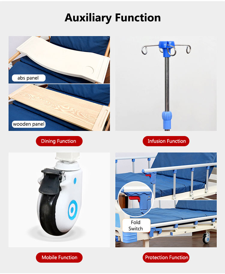 China Hospital Furniture Equipment Health Care Steel 2 Kurbeln Handbuch Zwei Funktion Krankenhausbetten Medizinischer Bettpreis für ältere Menschen