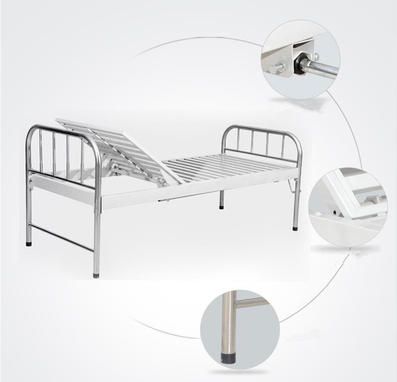 Edelstahl einzelner Kurbel Medizinisches Krankenpflegebett Krankenhausbett