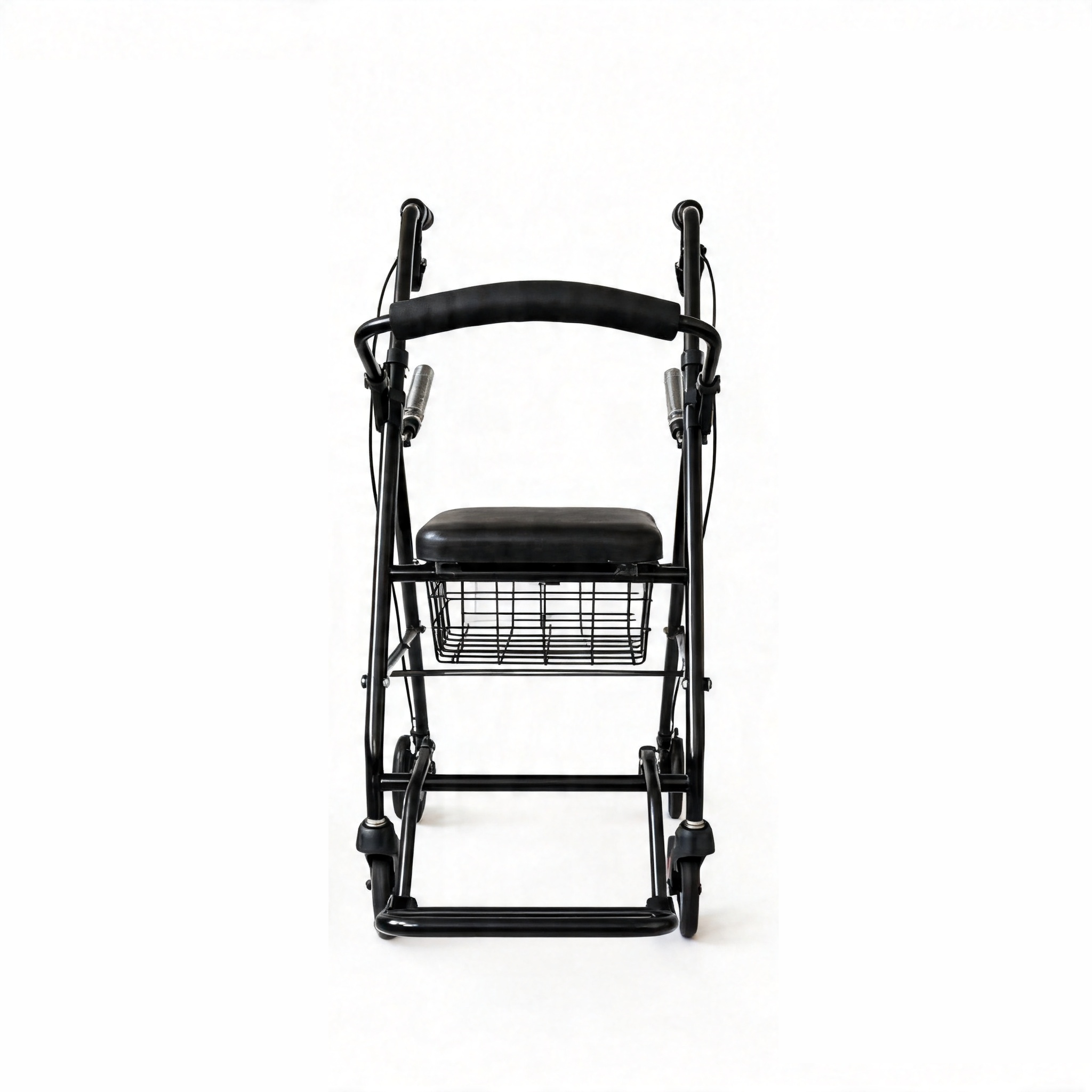 BME885 2-in-1 faltbarer Rollator und Transportstuhl mit gepolstertem Sitz und klappbarer Fußstütze