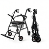 BME885 2-in-1 faltbarer Rollator und Transportstuhl mit gepolstertem Sitz und klappbarer Fußstütze