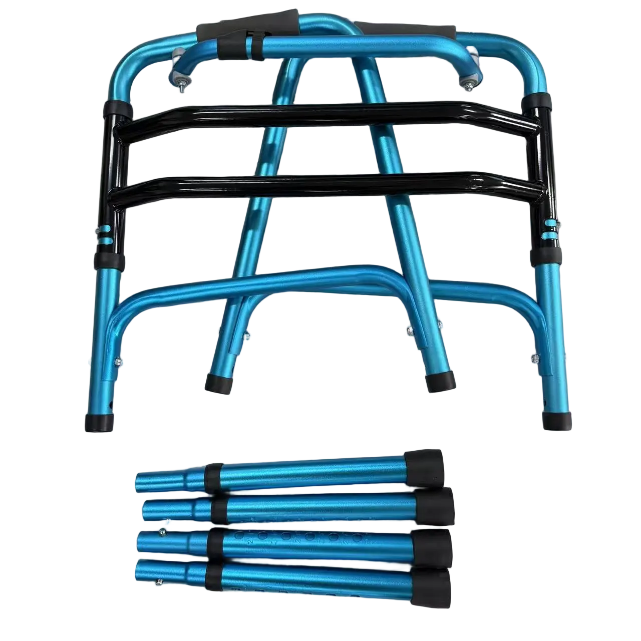 Blauer Gehhilfe aus Aluminium mit abnehmbaren Beinen