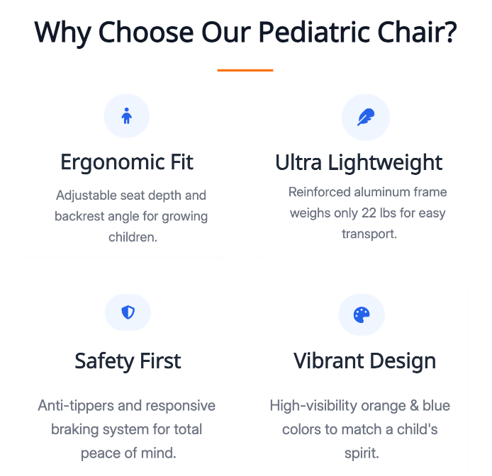 Vorteile des Brother Medical Kinderrollstuhls