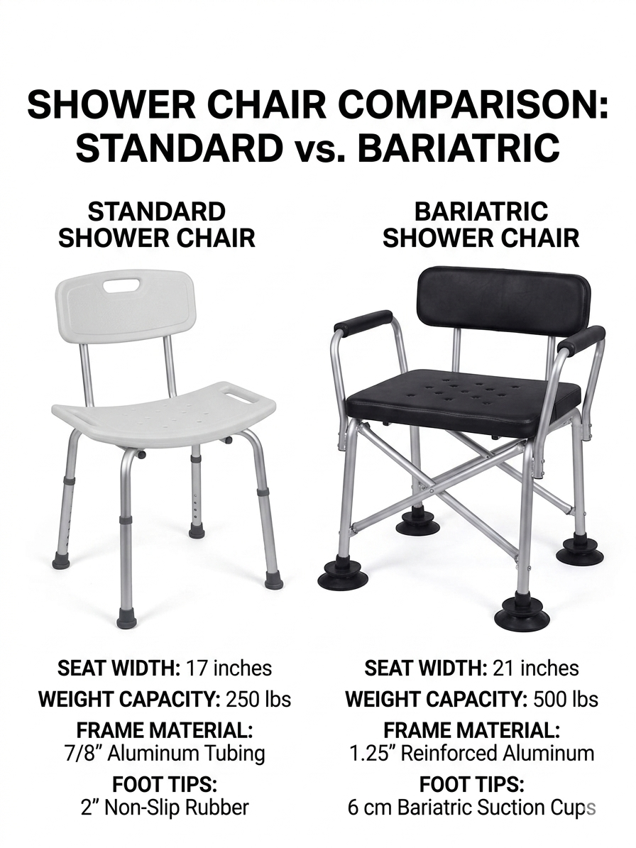 Standard- oder bariatrischer Duschstuhl