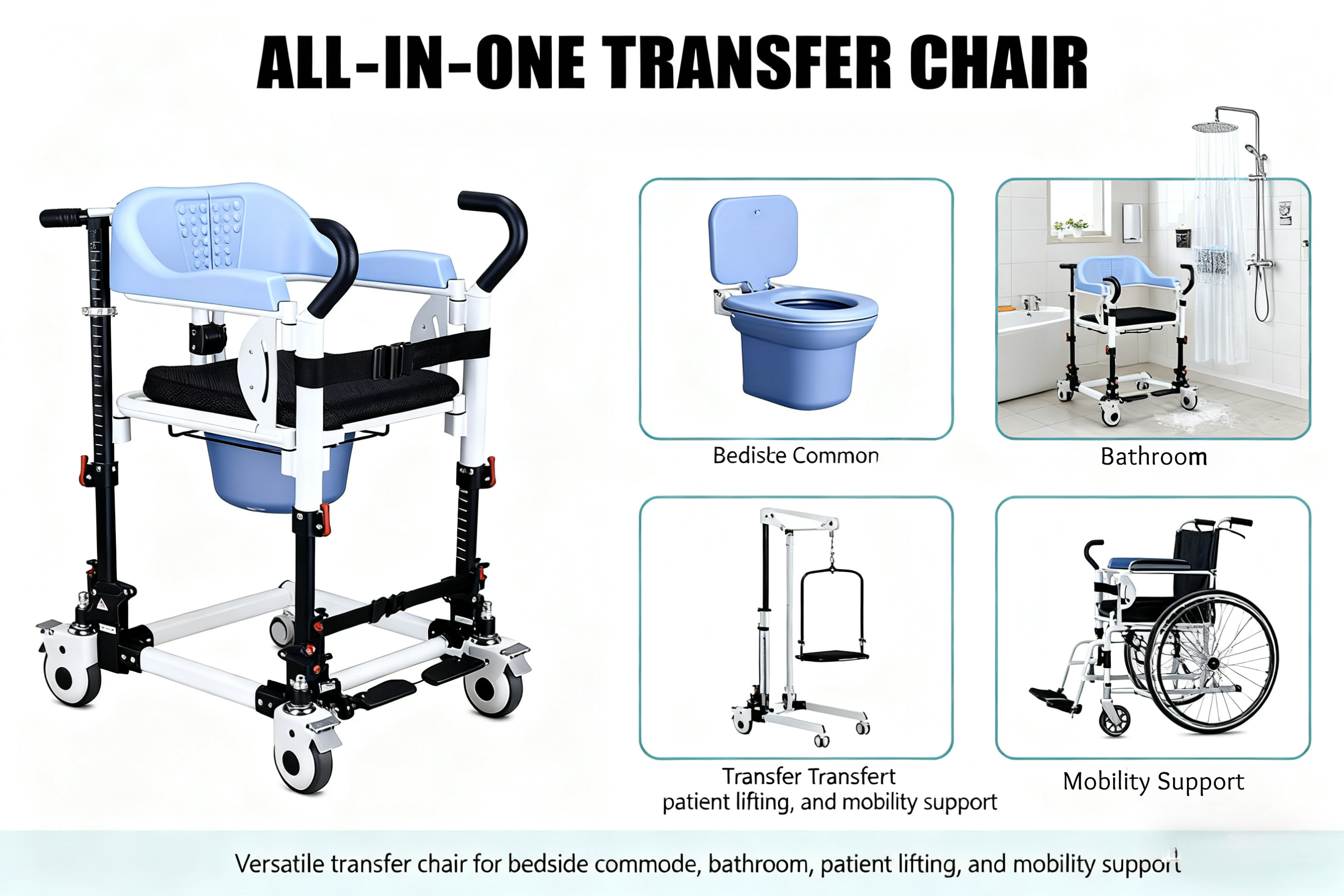 Patientenlifter-Transferstuhl aus Aluminium
