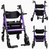 BME888 Robuster bariatrischer 2-in-1-Rollator-Transportstuhl mit einer Kapazität von 450 Pfund, breitem gepolstertem Sitz und klappbarer Fußstütze