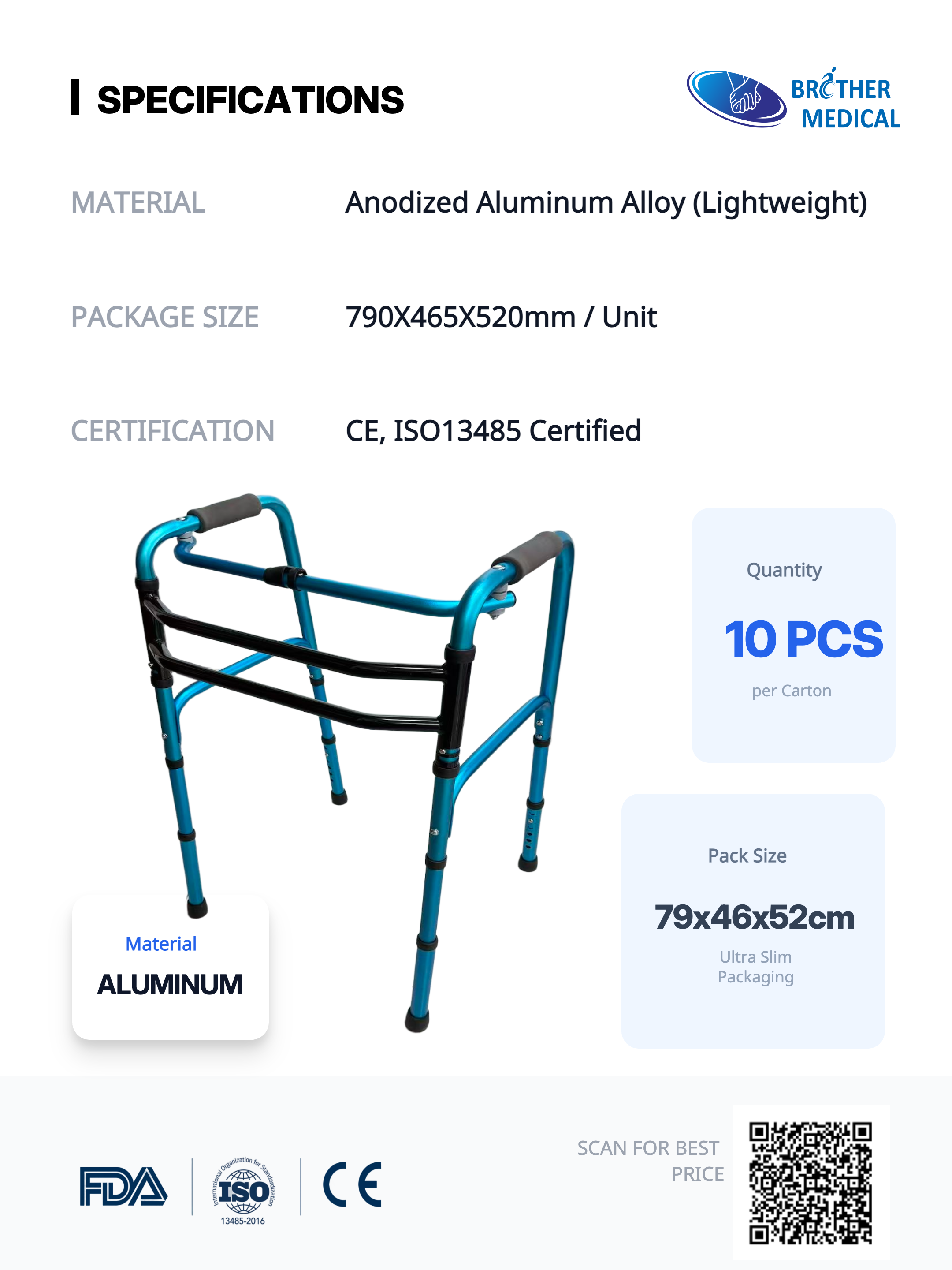 Aluminium-Walker 10 St&uuml;ck pro Kartonladung